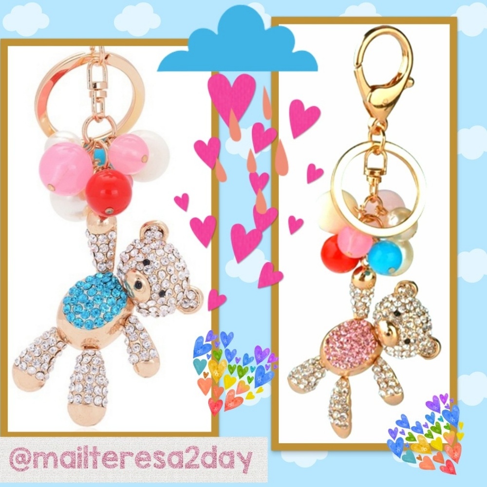 💖NEW:GOLD & BLING KEYCHAIN/PURSE CHARM BEAR